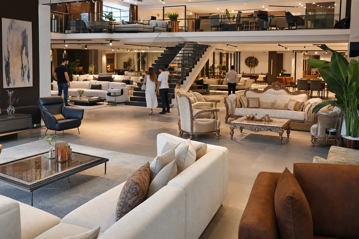 Ankara Siteler'de çok katlı mobilya mağazası showroom içi