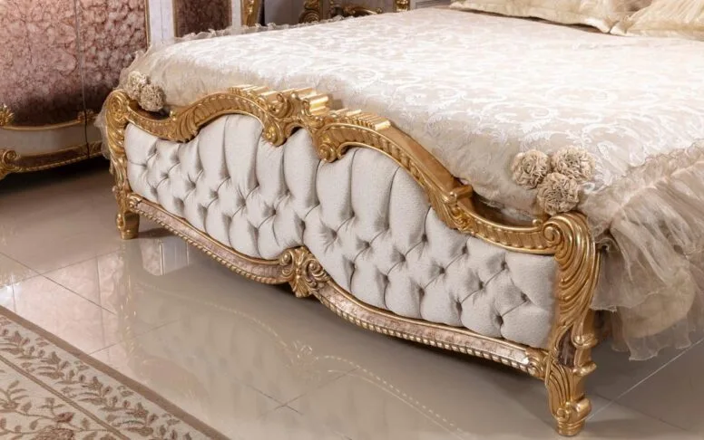 Hk İnci Klasik Kahve Gold Karyola ve Başlık (Bazasız) — 3. görsel