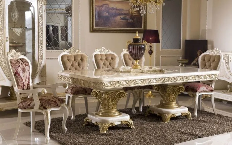 Hk Yakut Beyaz Gold Klasik Yemek Odası — 7. görsel