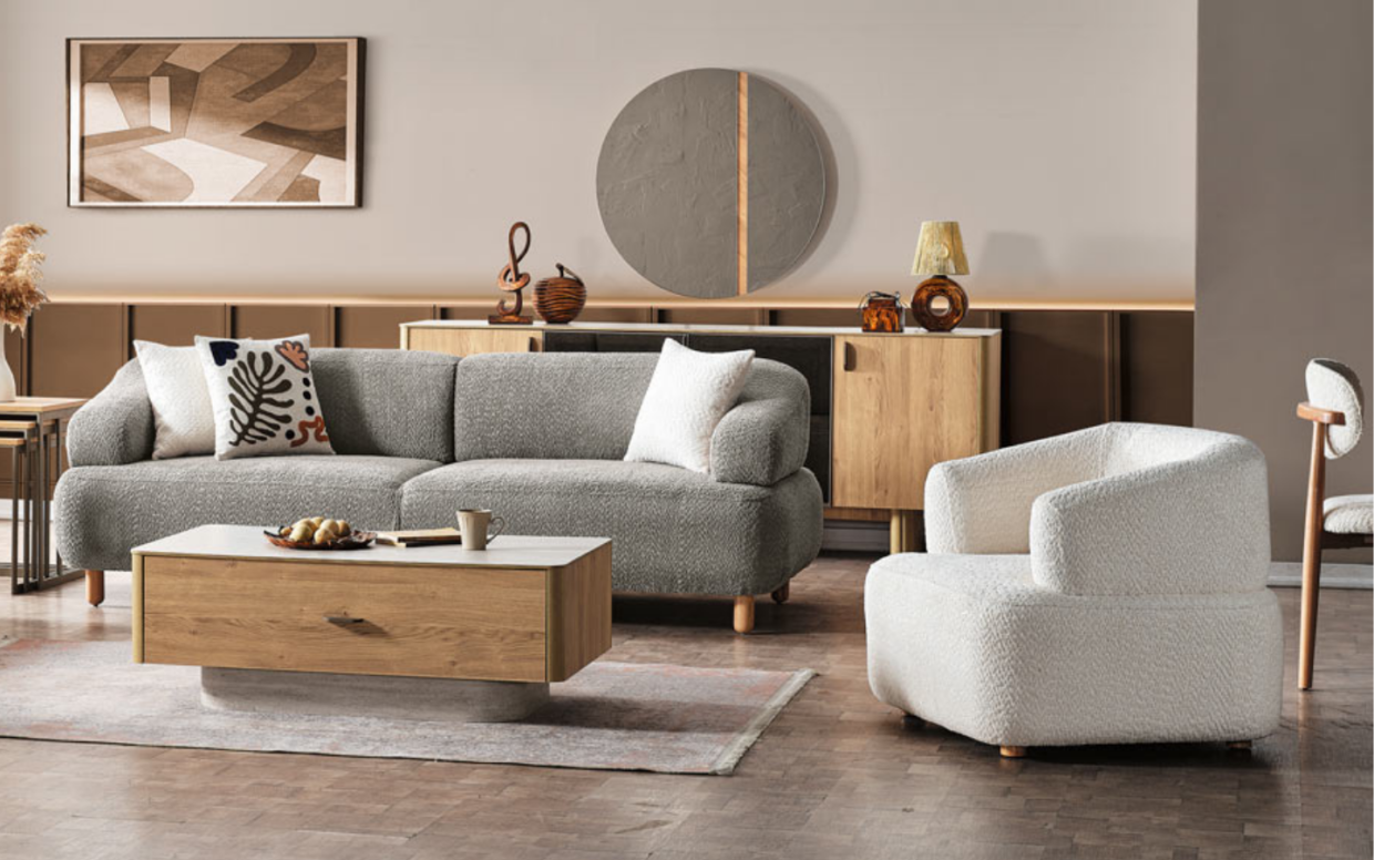 Gürgen ahşap dayanıklılığı, modern tasarım zarafeti ve yatak olabilen yapısıyla her eve konfor katan koltuk takımları.