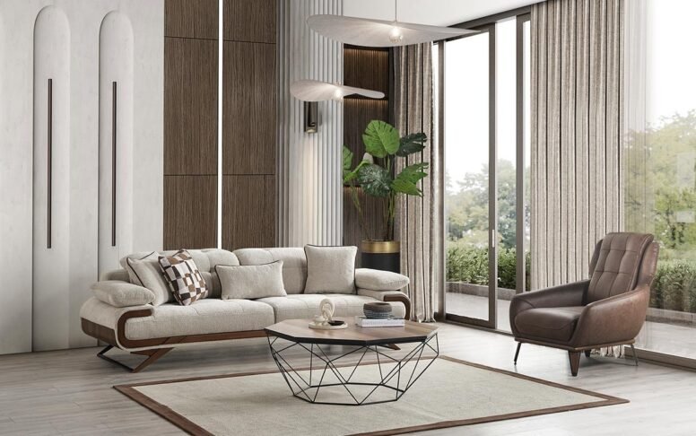 Dayanıklı gürgen kasa, şık kumaş, konforlu tasarım. Özbay Mobilya farkıyla!