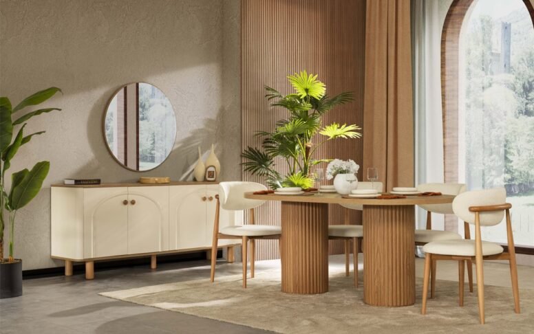 Açılır masa ve konforlu sandalyeleriyle davetlerinize zarafet katan yemek odası takımı.