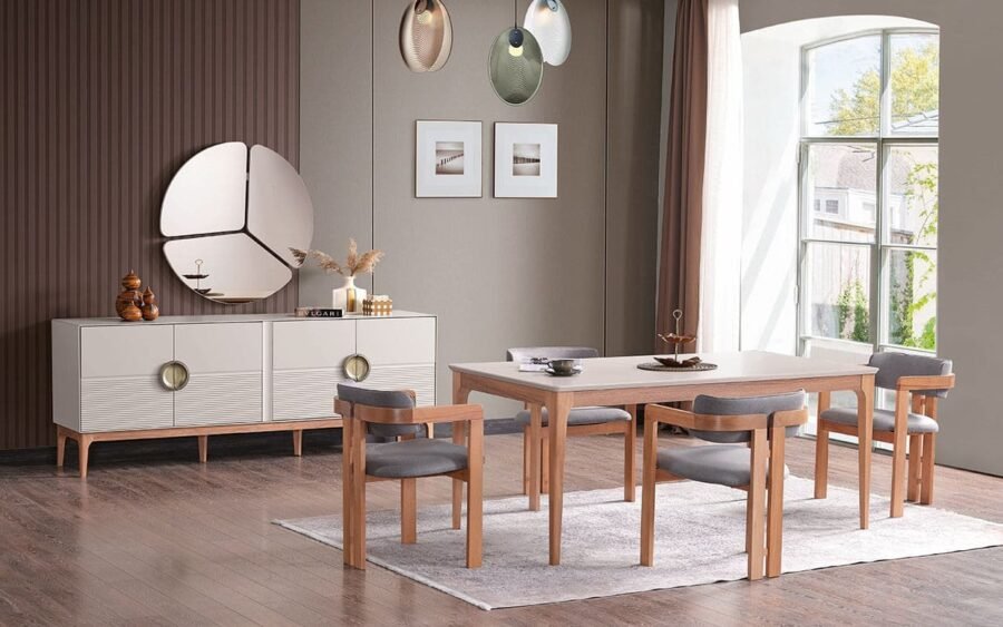 Sofralarınıza şıklık, evinize değer katacak modern yemek odası takımı Özbay Mobilya’da.