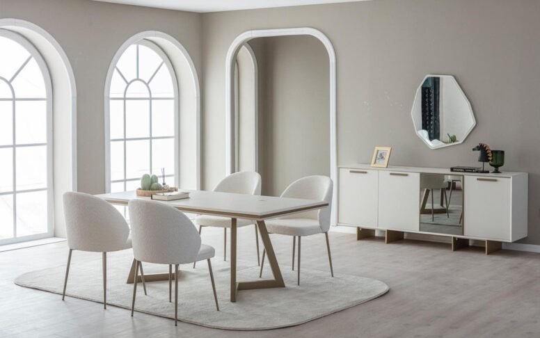 Her köşesinde zarafet! Masa, konsol ve sandalyeleriyle uyumlu modern yemek odası takımı.