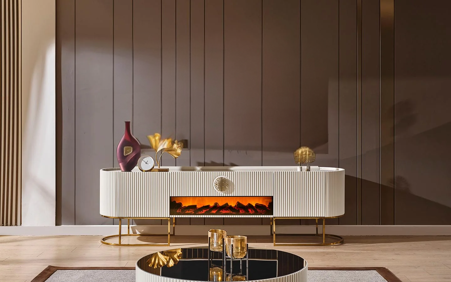 Gucci Ekru Gold Tv Sehpası