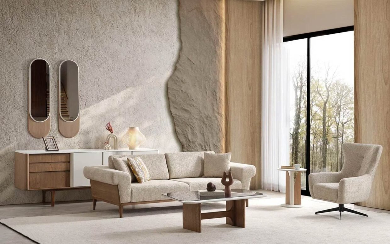 Göz alıcı kumaş detayları ve pratik yatak özelliğiyle koltuk takımı, konforu yeniden tanımlar.