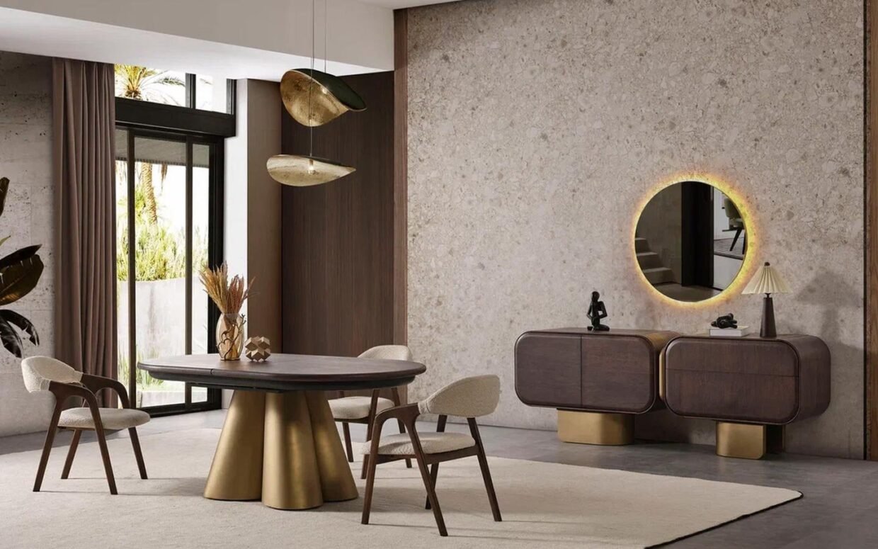 Estetik ve kullanışlı tasarımıyla dikkat çeken bu yemek odası takımı, her detayında kaliteyi hissettirir.