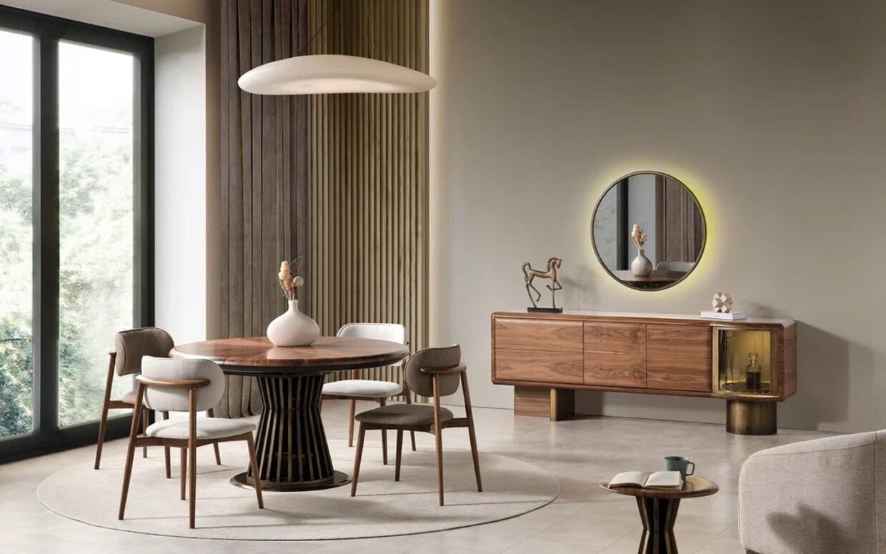 Açılır masa özelliğiyle pratik kullanım sağlayan bu yemek odası takımı, fonksiyonelliğiyle fark yaratır.