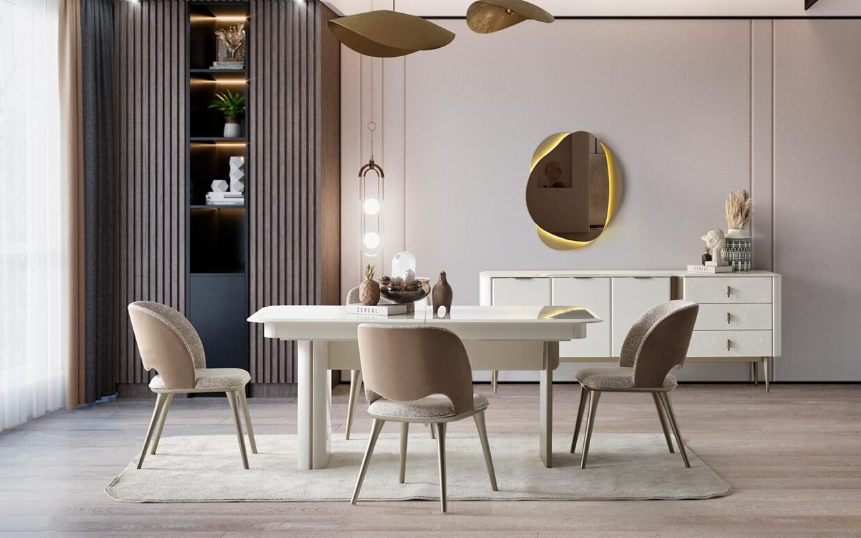 Sıcak ahşap tonları ve sade detaylarıyla bu yemek odası takımı, yaşam alanınıza ferahlık ve zarafet kazandırır.