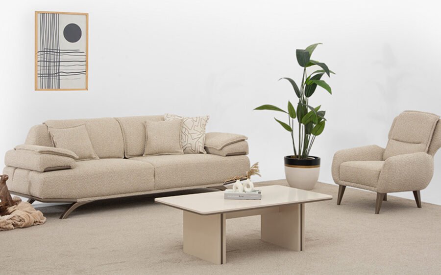 Ankara’da 5 şubemiz var, online sipariş alıyoruz. Gürgen iskeletli koltuk takımı, üçlü koltuk ve berjerden oluşur.