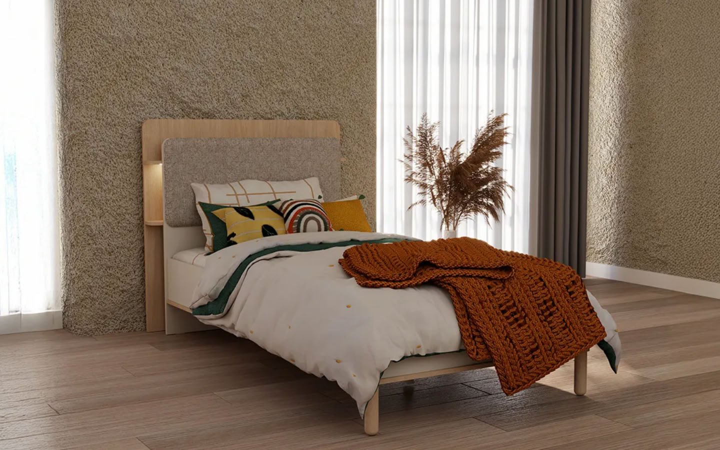 Moena Başlıklı Karyola (100x200)