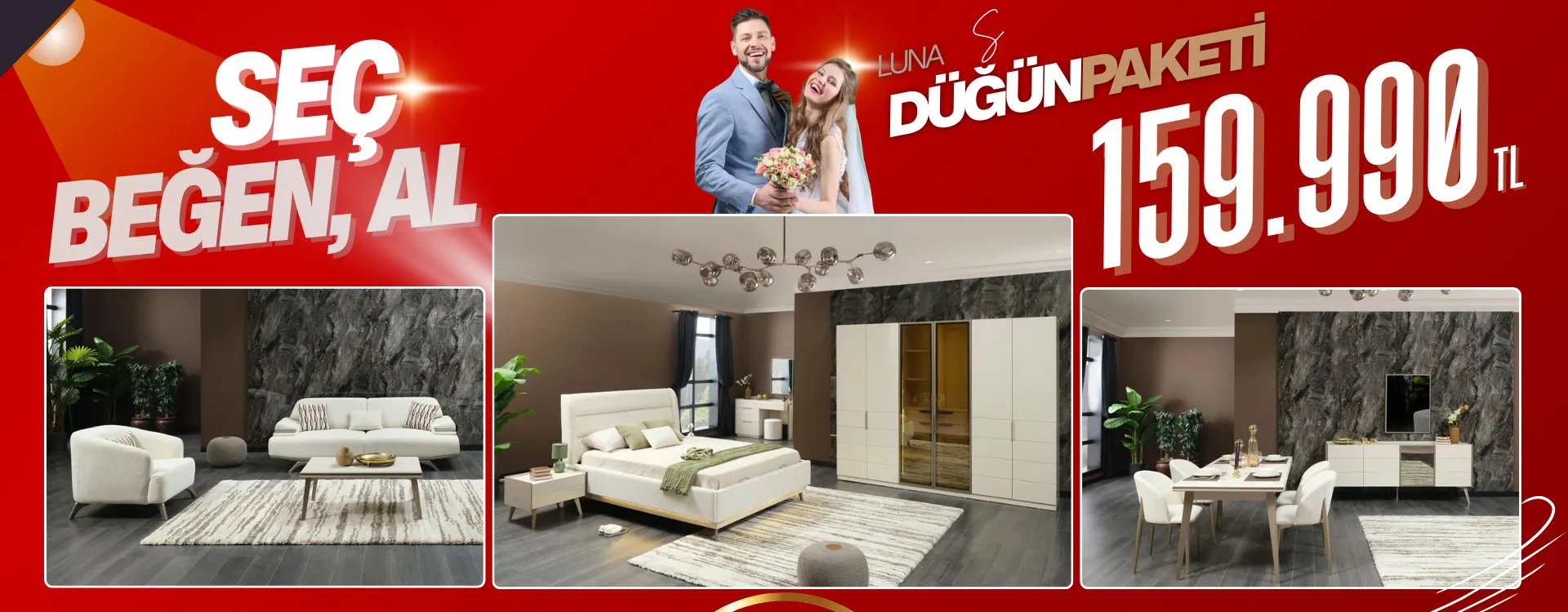 luna small dugun paketi | Özbay Mobilya
