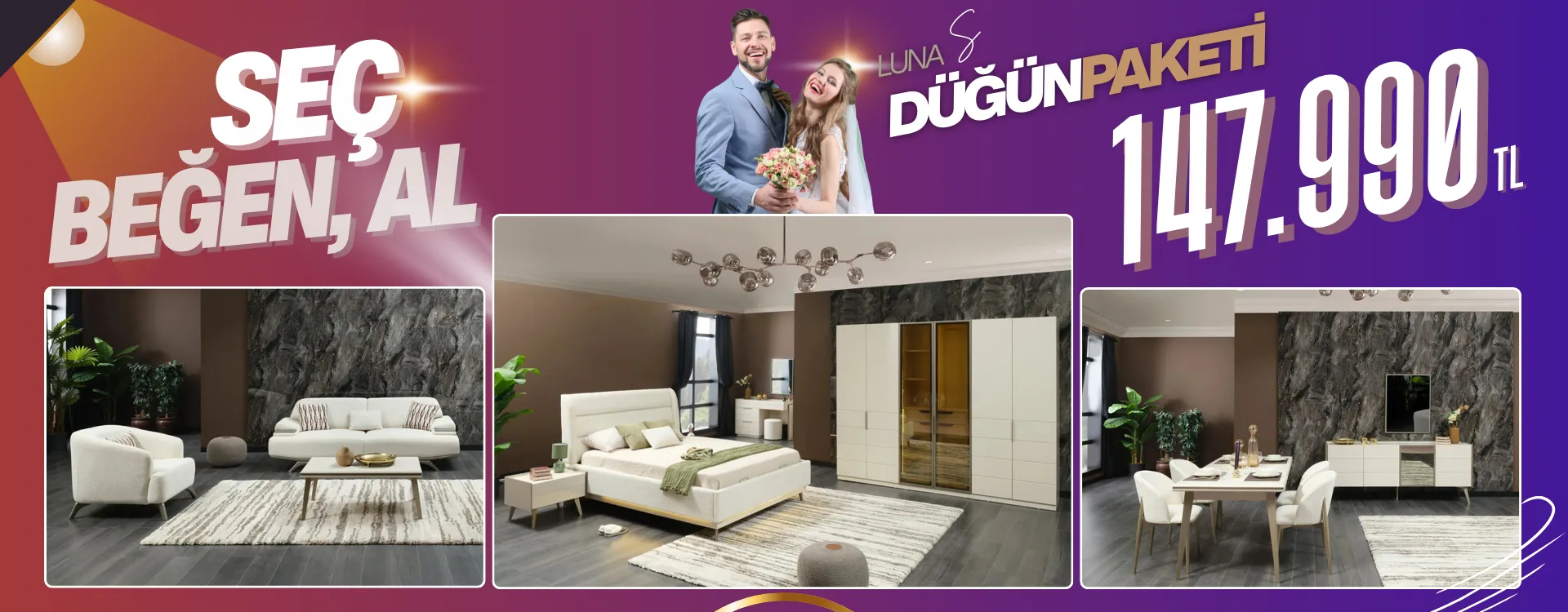 luna small dugun paketi | Özbay Mobilya
