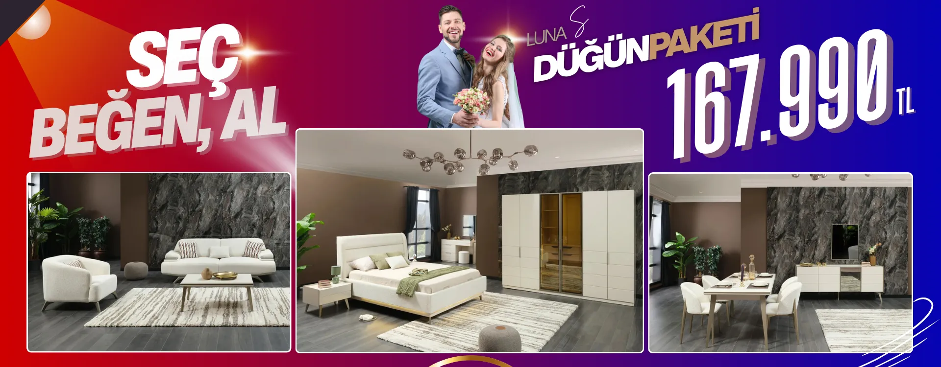 luna small dugun paketi | Özbay Mobilya