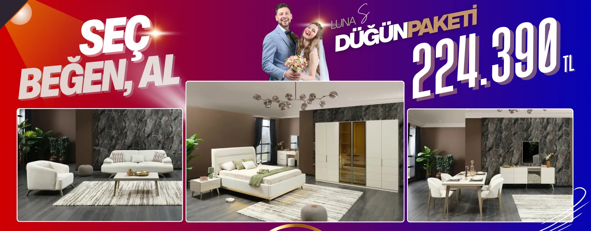 luna small dugun paketi | Özbay Mobilya